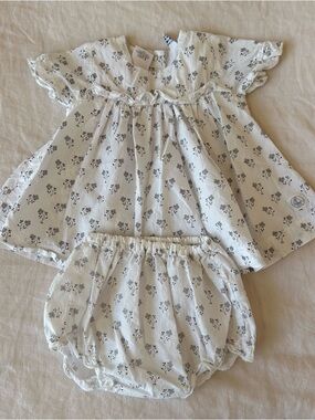 Petit Bateau Infant Baby Girl Matching Top and Bloomers Set 3 Months